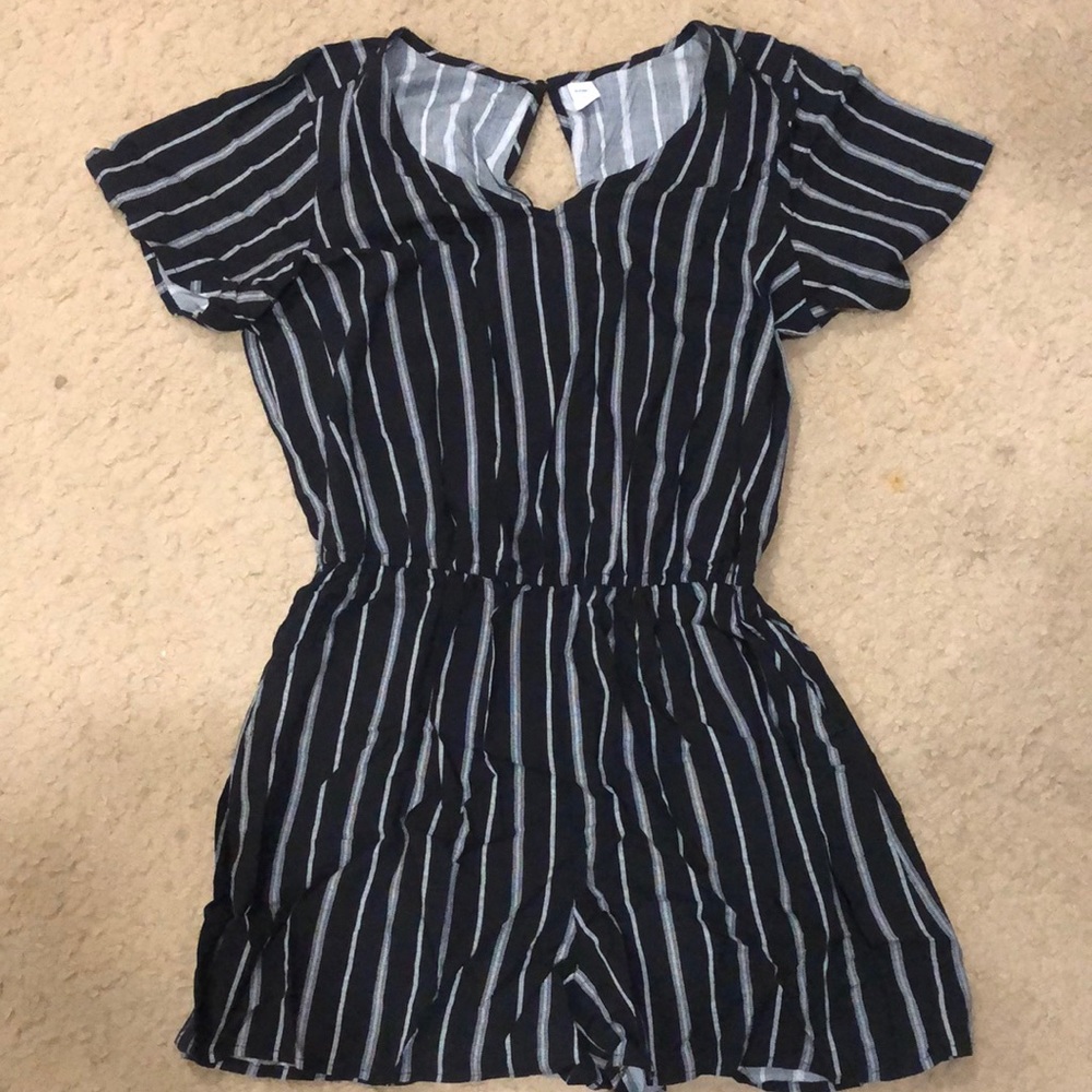 Old Navy black and white striped romper